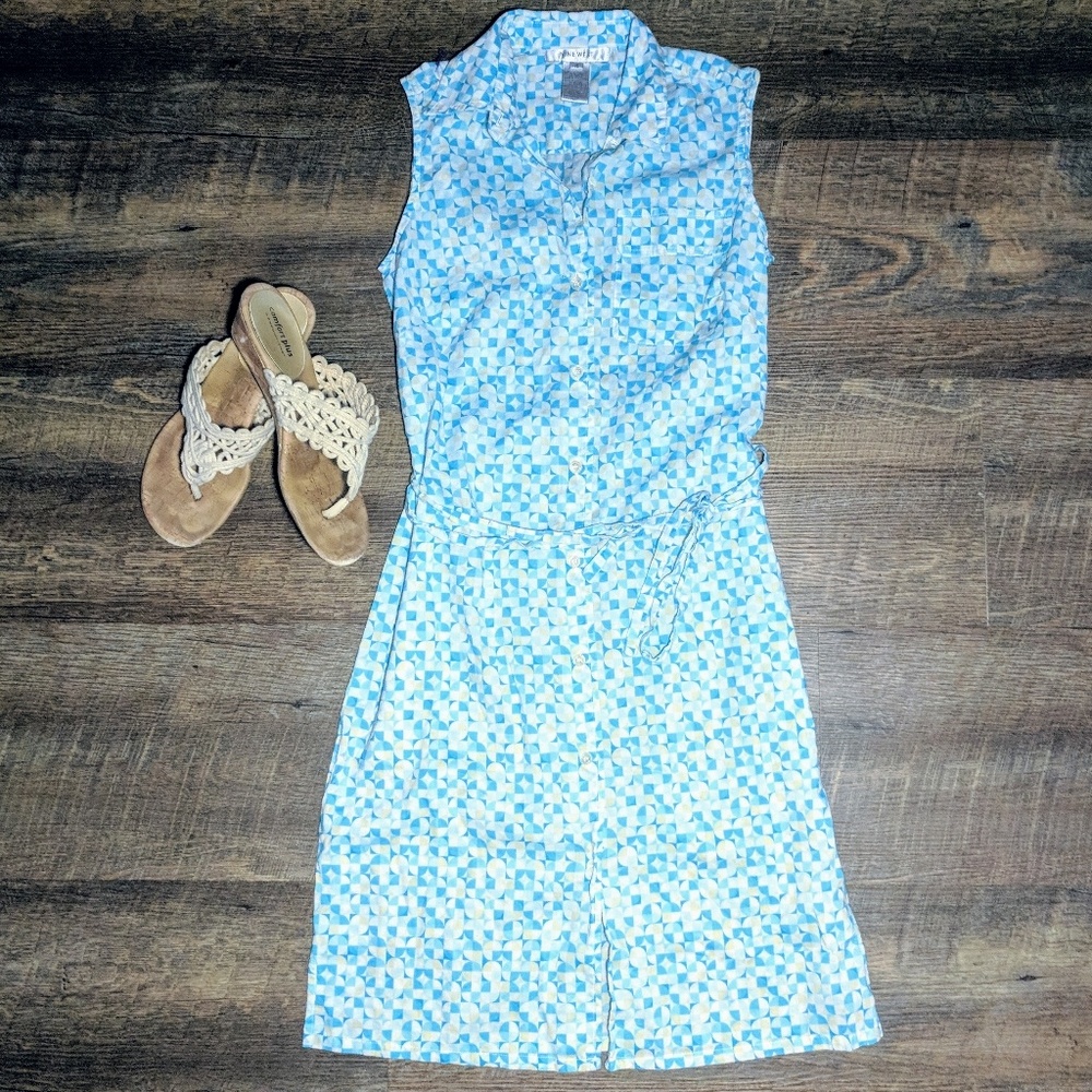 Nine West Blue Summer Shirt Dress Button Down